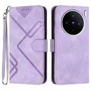 For vivo X200s Line Pattern Skin Feel Leather Phone Case(Light Purple)