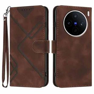 For vivo X200s Line Pattern Skin Feel Leather Phone Case(Coffee)
