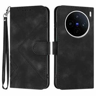 For vivo X200s Line Pattern Skin Feel Leather Phone Case(Black)