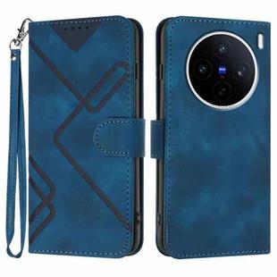 For vivo X200s Line Pattern Skin Feel Leather Phone Case(Royal Blue)