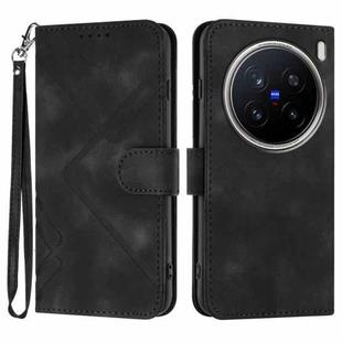For vivo X200 Pro Line Pattern Skin Feel Leather Phone Case(Black)