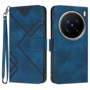 For vivo X200 Pro Line Pattern Skin Feel Leather Phone Case(Royal Blue)