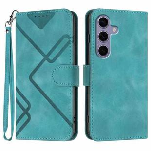 For Samsung Galaxy S25 5G Line Pattern Skin Feel Leather Phone Case(Light Blue)