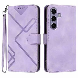 For Samsung Galaxy S25 5G Line Pattern Skin Feel Leather Phone Case(Light Purple)