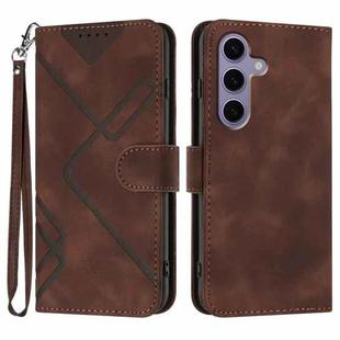 For Samsung Galaxy S25 5G Line Pattern Skin Feel Leather Phone Case(Coffee)