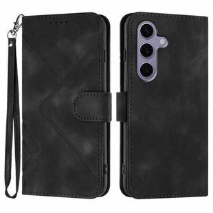 For Samsung Galaxy S25 5G Line Pattern Skin Feel Leather Phone Case(Black)