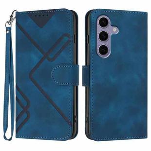 For Samsung Galaxy S25 5G Line Pattern Skin Feel Leather Phone Case(Royal Blue)
