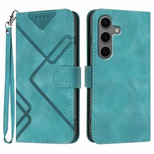 For Samsung Galaxy S25+ 5G Line Pattern Skin Feel Leather Phone Case(Light Blue)