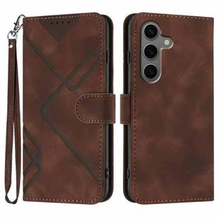 For Samsung Galaxy S25+ 5G Line Pattern Skin Feel Leather Phone Case(Coffee)