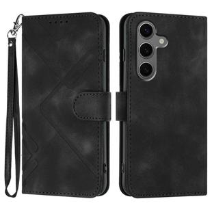 For Samsung Galaxy S25+ 5G Line Pattern Skin Feel Leather Phone Case(Black)