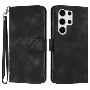 For Samsung Galaxy S25 Ultra 5G Line Pattern Skin Feel Leather Phone Case(Black)