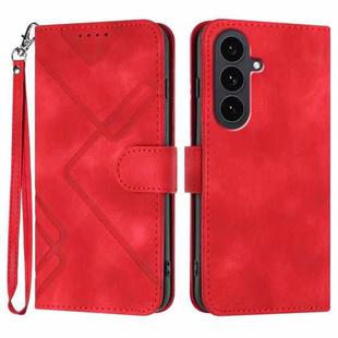 For Samsung Galaxy S25 FE 5G Line Pattern Skin Feel Leather Phone Case(Red)