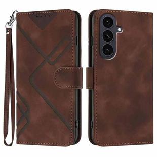 For Samsung Galaxy S25 FE 5G Line Pattern Skin Feel Leather Phone Case(Coffee)