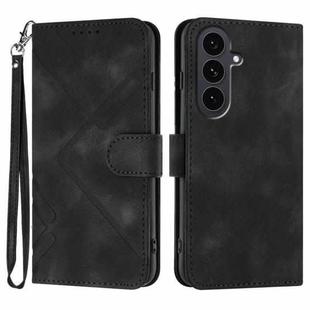 For Samsung Galaxy S25 FE 5G Line Pattern Skin Feel Leather Phone Case(Black)