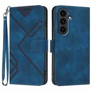 For Samsung Galaxy S25 FE 5G Line Pattern Skin Feel Leather Phone Case(Royal Blue)