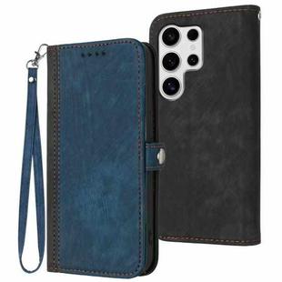For Samsung Galaxy S25 Ultra 5G Side Buckle Double Fold Hand Strap Leather Phone Case(Royal Blue)