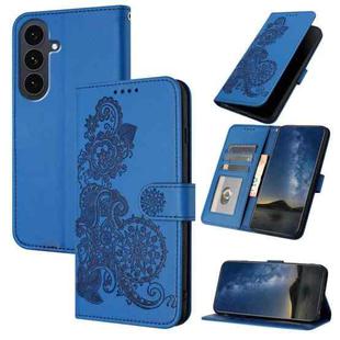 For Samsung Galaxy S25 FE 5G Datura Flower Embossed Flip Leather Phone Case(Blue)