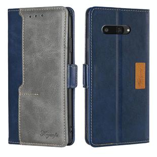 For Kyocera Digno SX4 5G Contrast Color Side Buckle Leather Phone Case(Blue + Grey)