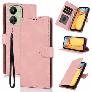 For Redmi 13C 4G Global Fantasy Skin-feel Calfskin Texture Leather Phone Case(Pink)