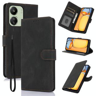 For Redmi 13C 4G Global Fantasy Skin-feel Calfskin Texture Leather Phone Case(Black)