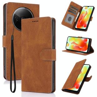 For Redmi A3 4G Global Fantasy Skin-feel Calfskin Texture Leather Phone Case(Brown)