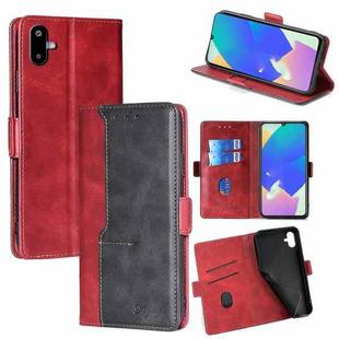 For Samsung Galaxy F06 5G Contrast Color Side Buckle Leather Phone Case(Red + Black)