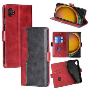 For Samsung Galaxy Xcover 7 Pro 5G Contrast Color Side Buckle Leather Phone Case(Red + Black)