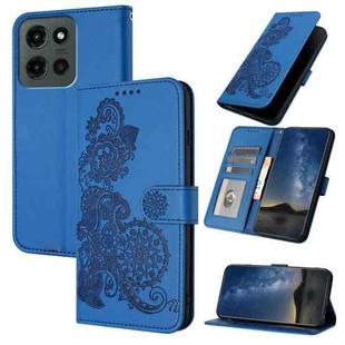 For Motorola Moto G Stylus 5G 2025 Datura Flower Embossed Flip Leather Phone Case(Blue)