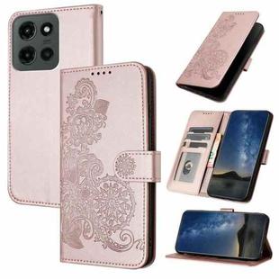 For Motorola Moto G Stylus 5G 2025 Datura Flower Embossed Flip Leather Phone Case(Rose Gold)