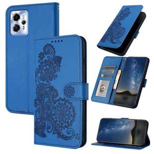 For Motorola Moto G23 Datura Flower Embossed Flip Leather Phone Case(Blue)