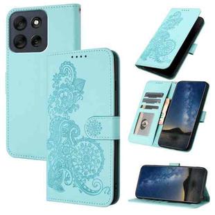For Motorola Moto G56 5G Datura Flower Embossed Flip Leather Phone Case(Light Blue)