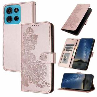 For Motorola Moto G75 5G Datura Flower Embossed Flip Leather Phone Case(Rose Gold)