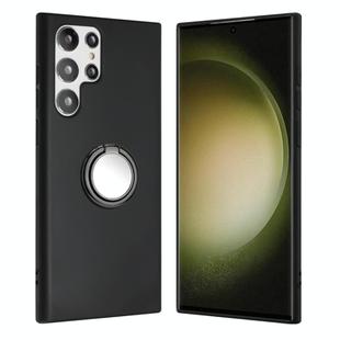 For Samsung Galaxy S23 Ultra 5G Matte Ring Holder TPU Phone Case(Black)