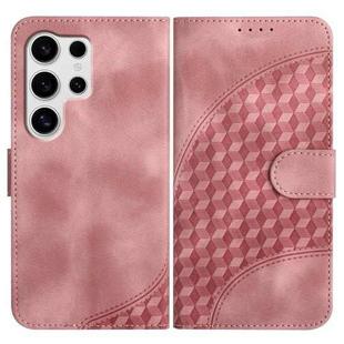 For Samsung Galaxy S25 Ultra 5G YX0060 Elephant Head Embossed Phone Leather Case with Lanyard(Pink)