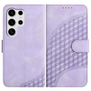 For Samsung Galaxy S25 Ultra 5G YX0060 Elephant Head Embossed Phone Leather Case with Lanyard(Light Purple)