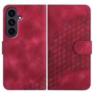For Samsung Galaxy S25 FE 5G Elephant Head Embossed Phone Leather Case with Lanyard(Rose Red)