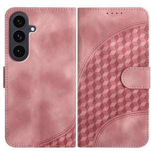For Samsung Galaxy S25 FE 5G Elephant Head Embossed Phone Leather Case with Lanyard(Pink)