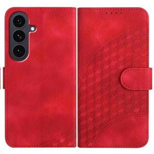 For Samsung Galaxy S25 FE 5G Elephant Head Embossed Phone Leather Case with Lanyard(Red)