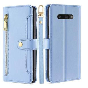 For Kyocera Digno SX4 5G Sheep Texture Cross-body Zipper Wallet Leather Phone Case(Blue)