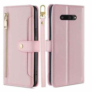 For Kyocera Digno SX4 5G Sheep Texture Cross-body Zipper Wallet Leather Phone Case(Pink)