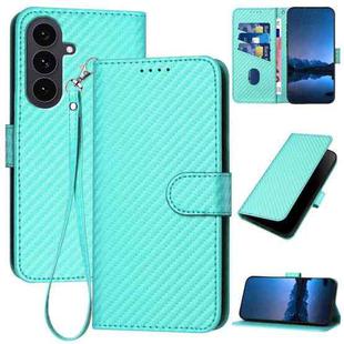 For Samsung Galaxy S25 FE 5G YX0070 Carbon Fiber Buckle Leather Phone Case with Lanyard(Light Blue)