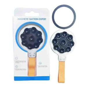 Suction Cup Magnetic Silicone Band Phone Holder(Silver Orange)