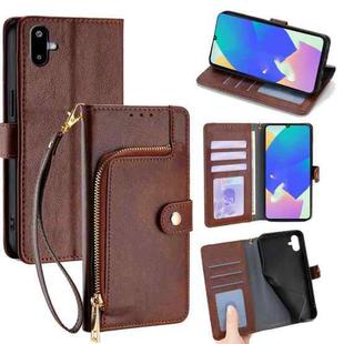 For Samsung Galaxy F06 5G Zipper Bag Leather Phone Case(Brown)