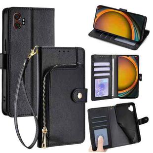 For Samsung Galaxy Xcover 7 Pro 5G Zipper Bag Leather Phone Case(Black)