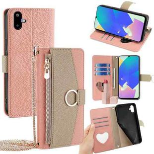 For Samsung Galaxy F06 5G Crossbody Litchi Texture Leather Phone Case(Pink)