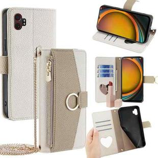 For Samsung Galaxy Xcover 7 Pro 5G Crossbody Litchi Texture Leather Phone Case(White)