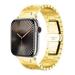 For Apple Watch 46mm / 49mm / 45mm / 44mm Side Release Stainless Steel Watch Band(Gold)