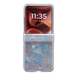 For Motorola Razr 60 Ultra Three-piece Set Pearlescent Shell Texture Phone Case(Beige)