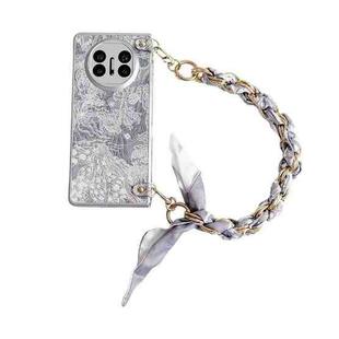 For Huawei Mate X3 / X5 Embroidery Style DIY Full Coverage Phone Case with Scarf / Bracelet(Grey)