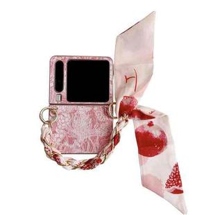 For Huawei Pura X Embroidery Style DIY Full Coverage Phone Case with Scarf / Bracelet(Pink)